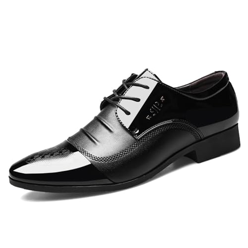 KYOESCAI Herren Schwarz Anzugschuhe Patchwork Schnürhalbschuhe Klassischer Business Derby Oxford Hochzeit Schuhe,Schwarz,38 EU von KYOESCAI