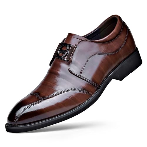 KYOESCAI Herren Schwarz Anzugschuhe Schnürhalbschuhe Klassischer Business Derby Oxford Hochzeit Schuhe,Braun,38 EU von KYOESCAI