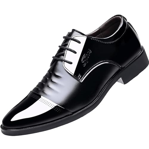 KYOESCAI Herren Schwarz Anzugschuhe Schnürhalbschuhe Klassischer Business Derby Oxford Hochzeit Schuhe,Schwarz,39 EU von KYOESCAI