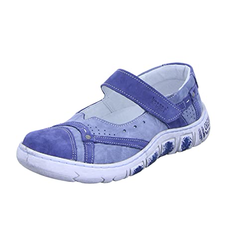 Kacper Damen Ballerina 2-0549 Damen Leder Ballerina Klettverschluss Blau (Blue) Größe 37 EU von Kacper