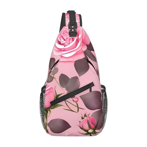 Cartoon-Ananas, geeignet für Sport, Laufen, Reisen, Outdoor-Tragetaschen für Herren und Damen, Hübsche rosa Rosen, Einheitsgröße, Retro-Stil von KadUe