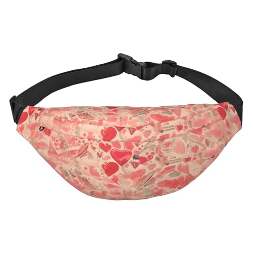 Einfarbig, Hellbraun, geeignet für Sport, Laufen, Reisen, Outdoor-Bodypacks, Unisex, für Herren und Damen, Rote Herzblumen, Einheitsgröße, Fahrradrucksack von KadUe