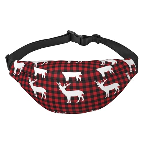 Eleganter Delfin, geeignet für Sport, Laufen, Reisen, Outdoor-Bodypacks, Unisex, für Herren und Damen, Buffalo Plaid Deer, Einheitsgröße, Fahrradrucksack von KadUe