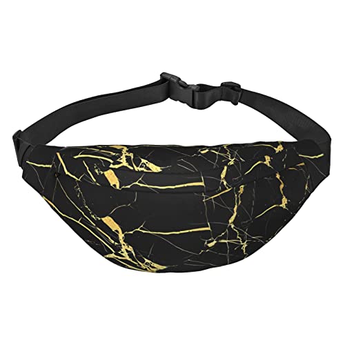 Goldfarbene weiße Schmetterlinge, schwarz, geeignet für Sport, Laufen, Reisen, Outdoor-Bodypacks, Unisex, für Herren und Damen, Schwarz Gold Marmor, Einheitsgröße, Fahrradrucksack von KadUe