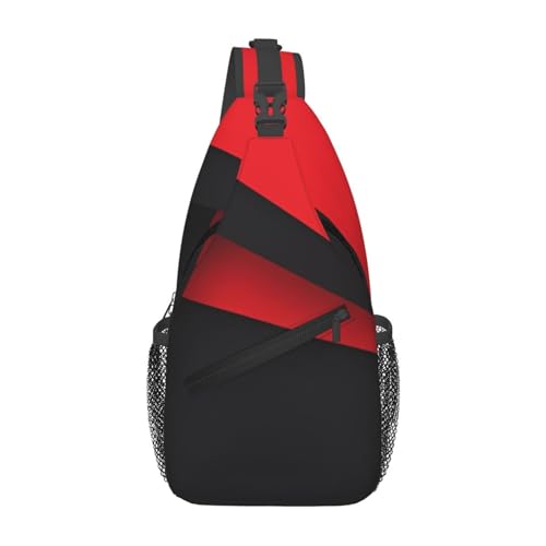 Seestern Küstenwolle, geeignet für Sport, Laufen, Reisen, Outdoor, Herren und Damen Crossbody Taschen, rot / schwarz, Einheitsgröße, Retro-Stil von KadUe