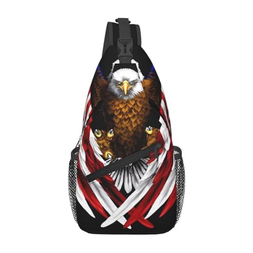 Vintage-amerikanische USA-Flagge, geeignet für Sport, Laufen, Reisen, Outdoor-Tragetaschen für Herren und Damen, USA-Flagge, Patriotischer Adler, Einheitsgröße, Retro-Stil von KadUe