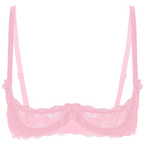 Kaerm Ouvert Hebe BH Damen Sexy Blumenspitze Bra Bralette Busenfrei Bikini Oberteil Rückenfrei Leibchen Erotisch Nachtwäsche Dusty Rosa S von Kaerm