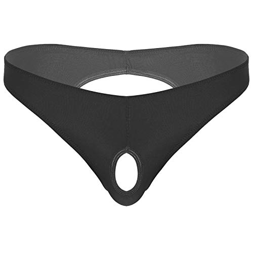 Kaerm Herren Ouvert String Tanga Sexy Offen Badehose High Cut Thong Bikini Bikinihose Unterhose Erotisch Naschtwäsche Mit Pennis Loch Reizwäsche Schwarz L von Kaerm