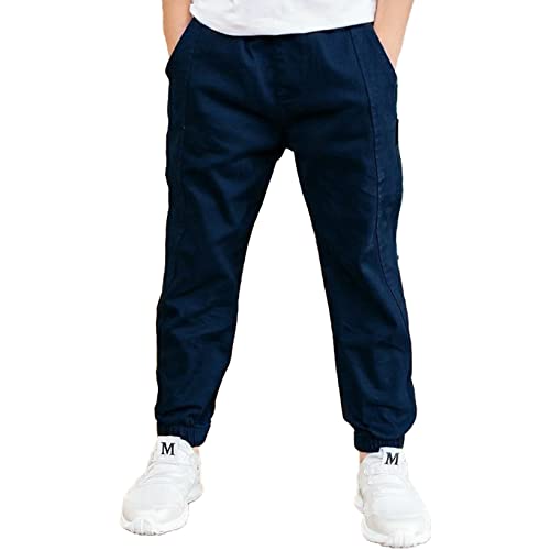 Kaerm Junge Hose Camo Cargo Jogginghose Cargohose mit Taschen Kinder Sporthose Slim Fit Trainingshose mit elastischem Bund Z Navy Blau 122-128 von Kaerm