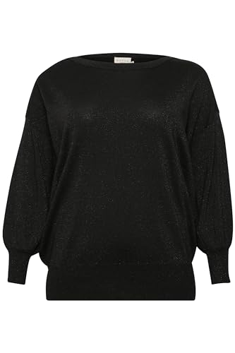 KAFFE CURVE Strickpullover KCregitta Damen Große Größen Strickpullover Langarm Rundhals Glitzer Pullover Black Deep S von KAFFE CURVE