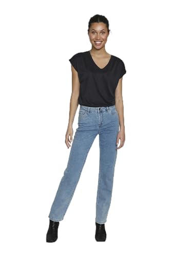 KAFFE Jeans KAvicky Damen Jeans Jeanshose Straight mit Geradem Bein Hose mit Hoher Bund Light Blue Washed Denim 42 von KAFFE