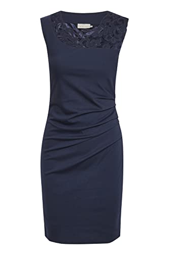 KAFFE India Vivi Dress Damen Kleid Cocktailkleild Ärmellos Elegant Spitze Knielang Spitzenkleid Midnight Marine XL von KAFFE