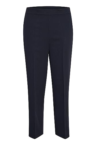 KAFFE Pants Suiting KAsakura Damen Hose 3/4 Capri Casual Arbeitshose Gerades Bein Freizeithose High Waist Caprihose Midnight Marine 42 von KAFFE