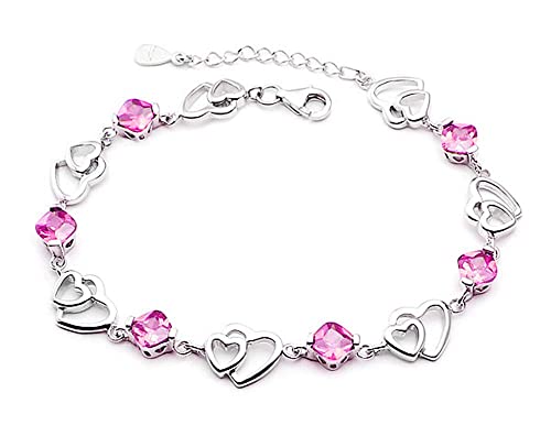 Kaguyo Baobei Damen Herz Fußkettchen 925 Sterling Silber Lila Rosa Zirkonia Herz Infinity Herz Fußkettchen Eleganter Feiner Schmuck Für Frauen Mädchen Mit Schmuckkästchen (rosa) von Kaguyo