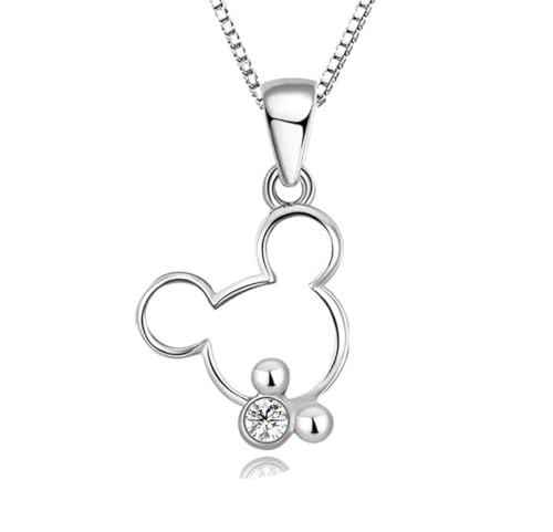 Kaguyo Mickey Mouse Halskette für Frauen 925 Sterling Silber Klar Zirkonia Minnie Maus Anhänger Halskette für Frauen Mädchen Geburtstagsgeschenk, Zirkonia, Zirkonia von Kaguyo