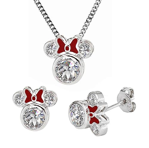 Kaguyo Schmuck-Sets für Damen, Sterlingsilber, niedliche Maus-Anhänger, Halskette und Maus-Ohrringe, Sets für Frauen und Mädchen, Freundschaft, niedliches Design, Geburtstagsgeschenk von Kaguyo