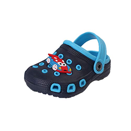 Kaiyei Kinder Clogs Jungen Mädchen Hausschuhe Sandalen rutschfest Atmungsaktiv Leicht Eva Gartenschuhe Kleinkinder Surfen Sommer Schuhe Blau/Auto 23 EU von Kaiyei