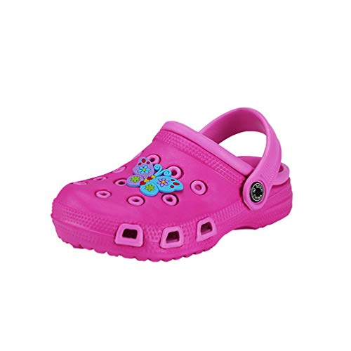 Kaiyei Kinder Clogs Jungen Mädchen Hausschuhe Sandalen rutschfest Atmungsaktiv Leicht Eva Gartenschuhe Kleinkinder Surfen Sommer Schuhe Pink/Schmetterling 22 EU von Kaiyei