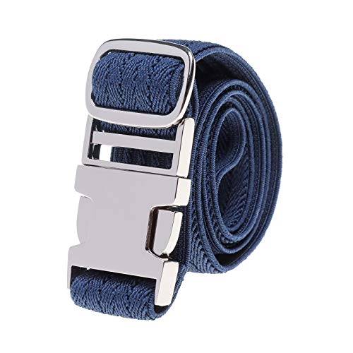 Kinder elastische Schnalle Hose Gürtel - Stretch Gürtel mit Zinklegierung Schnalle verstellbarer Gürtel für Jungen Mädchen Easy Clasp Gürtel (Marineblau Kräuselung) von Kajeer