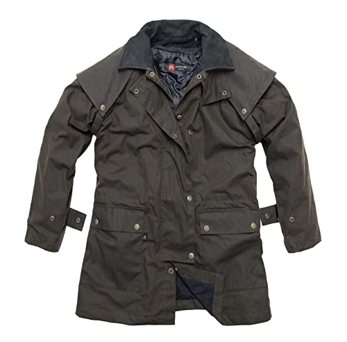 Australien Style Drover Herren-Regen-Jacke, Wachs-Jacke mit abnehmbaren Schultercape und herausnehmbarem Innenfutter bis Größe 5XL (64-66 von KAKADU