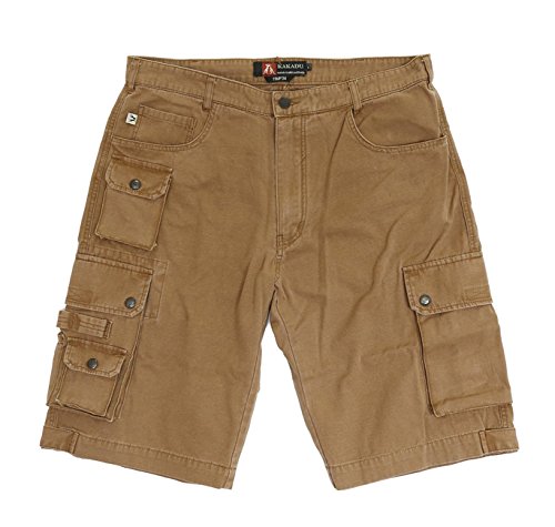 KAKADU Herren Outdoor Freizeit Cargo-Shorts mit Reißverschluss und Druckknopf Taschen, Kurze Hosen weit geschnitten- bequemes Bein aus robuster Baumwolle von KAKADU