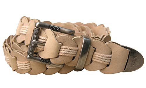 KAKADU Ledergürtel geflochten Echtleder Gürtel handgemacht Herren Damen Unisex Western Style Vintage mit Metall-Schnalle ca. 4 cm breit in braun schwarz beige rost von KAKADU