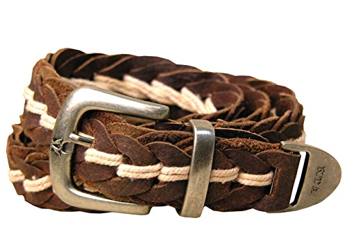 KAKADU Ledergürtel geflochten handgemachter Echtleder Gürtel Herren Damen Unisex Western Style Vintage mit Metall-Schnalle ca. 4 cm breit in braun schwarz beige rost von KAKADU