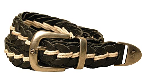 KAKADU Ledergürtel geflochten handgemachter Echtleder Gürtel Herren Damen Unisex Western Style Vintage mit Metall-Schnalle ca. 4 cm breit in braun schwarz beige rost von KAKADU