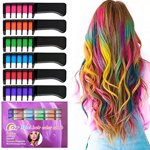 Haarkreide Kamm, Haar Colorationen Temporäre Haarfarbe für Kinder Mädchen, Waschbar Non-Toxic, für Karneval, Cosplay,Party, Weihnachten Halloween Geburtstag von Kalolary