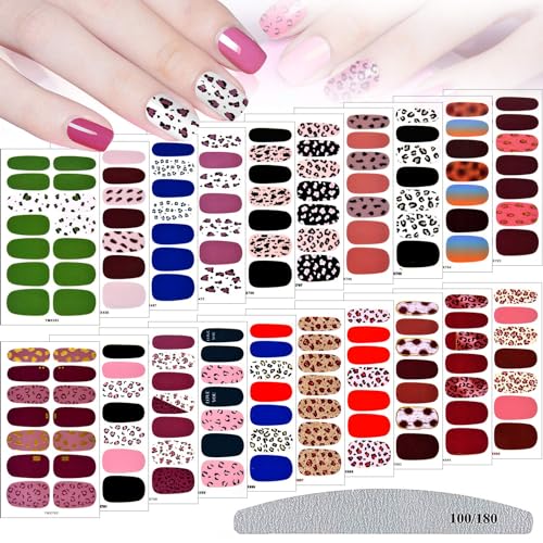 Kalolary 20 Blatt 3D Nagelfolie Nagelsticker Nagelfolien Selbstklebend Nagelaufkleber +1pcs Nagelfeile Nagelaufkleber Nagel Kunst Sticker Für Frauen Und Mädchen DIY Nail Art von Kalolary