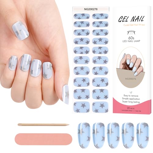 Kalolary 20PCS Nagelsticker, Gel Nagellack Aufkleber, Dunkelrot Full Wraps Nagelaufkleber UV/LED-Lampe Erforderlich Cured Gel Nail Strips mit Nagelfeile und Stick für Frauen Mädchen (NJTZ-NG200276) von Kalolary