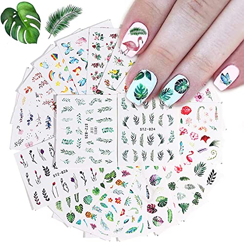 Kalolary Nagelsticker Blumen Wassertransfer, Nagelaufkleber Gemischte Blumen Nail Art Stickers Nageltattoos Nageldesign Sticker Nagel Decals DIY Nagelkunst Abziehbilder für Frauen Mädchen (29 Blatt) von Kalolary