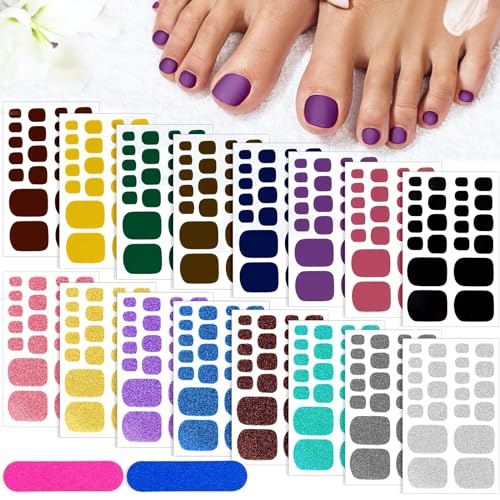 Kalolary Selbstklebend Nagelfolie Sticker, 16 Blatt Full Nail Wraps Selbstklebende Nagelkunst Sticker mit 2 Stk Nagelfeile Selbstklebende Maniküre Sticker für Fußnagel Nagelkunst von Kalolary