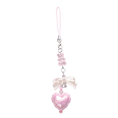 Kalttoy Stilvoller Schlüsselanhänger in Herzform, modisches Acryl-Charm-Armband, zierliche Herz-Perlen, Schleife, Handy-Kette Kalttoy Stilvoller Schlüsselanhänger in Herzform, modisches Acryl-Charm-Armband, zierliche Herz-Perlen, Schleife, Handy-Kette von Kalttoy