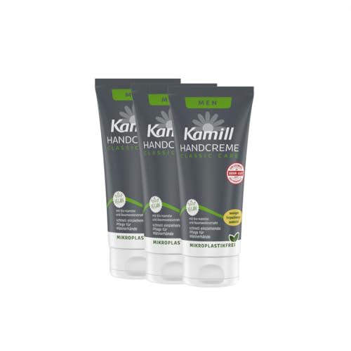 3er Pack Kamill Hand- & Nagelcreme MEN (3 x 75ml) - pflegt & schützt mit Bio-Kamille aus kontrolliert biologischem Anbau, Bisabolol und Baumwollextrakt speziell für Männerhaut von Kamill