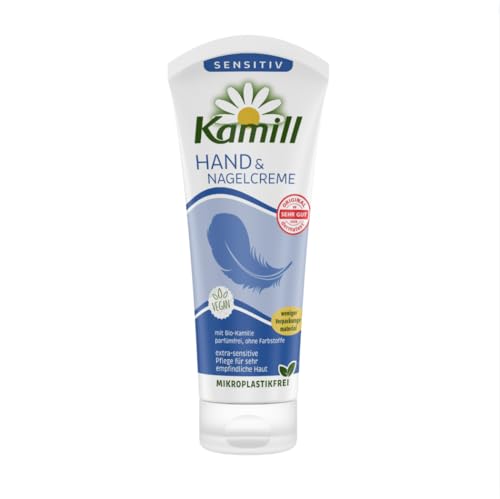 Kamill Hand- & Nagelcreme SENSITIV 100ml - parfümfreie & extra-sensitive Pflege für empfindliche Haut, optimal für Allergiker geeignet mit Bio-Kamille & Bisabolol von Kamill