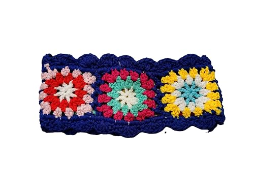 Häkel-Haarbandana, gestrickt, DIY, Vintage-Boho-Blumen-Häkel-Haarbandana, Haarschal, Stirnbänder, Häkelhaarband, Kopftuch for Frauen und Mädchen, Schals (Color : Blue, Size : ONE SIZE) von KanDuo