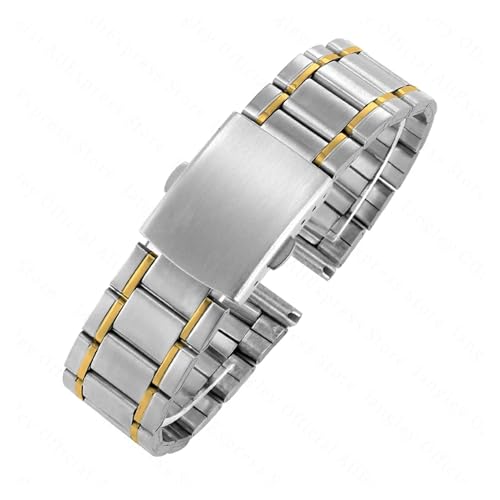 KanaAt LKQASD 12 14 mm 16 mm 18 mm 20 mm 22 mm 24 mm Edelstahlglieder Uhrenarmbänder Armband Armbanduhr Verschluss Armband Ersatz Leichtes Band (Color : Silver Gold, Size : 14mm) von KanaAt