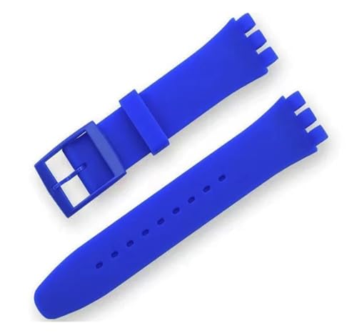 KanaAt LKQASD 16 mm 17 mm 19 mm 20 mm weiches Silikonarmband, buntes Armband, kompatibel mit Swatch-Uhrenarmband, Ersatzuhren, Zubehör mit Werkzeug (Color : Blue, Size : 19mm) von KanaAt