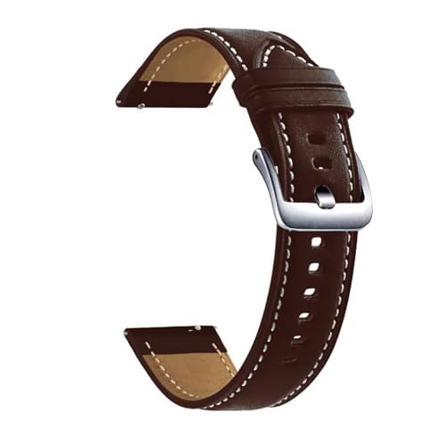 KanaAt LKQASD 22 mm Uhrenarmband kompatibel mit GTR 2 2E Echtlederband GTR2 GTR 47 mm Stratos 3 2 Armband Armband Armband (Color : Coffee-Silver, Size : 22mm) von KanaAt