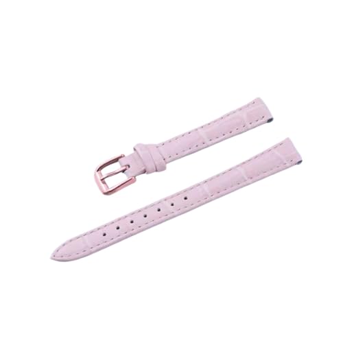 KanaAt LKQASD Echtleder-Uhrenarmband, kompatibel mit Damen, Studenten, Herren, 10 mm, 12 mm, 14 mm, 16 mm, 18 mm, 20 mm, 22 mm, 24 mm, Uhrengürtel (Color : Pink-rose gold, Size : 10mm) von KanaAt