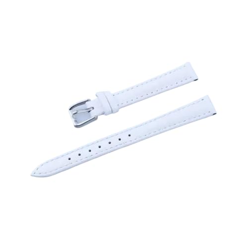 KanaAt LKQASD Echtleder-Uhrenarmband, kompatibel mit Damen, Studenten, Herren, 10 mm, 12 mm, 14 mm, 16 mm, 18 mm, 20 mm, 22 mm, 24 mm, Uhrengürtel (Color : White-silver, Size : 16mm) von KanaAt