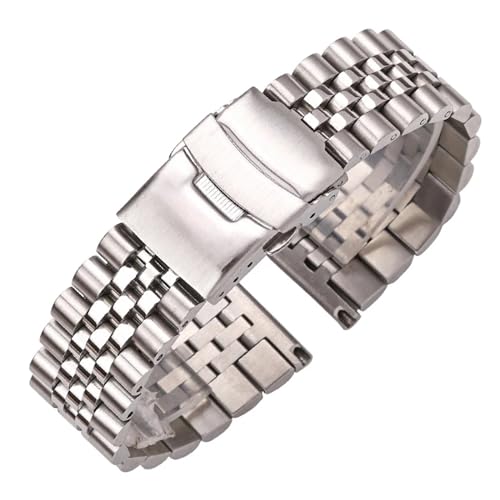 KanaAt LKQASD Edelstahl-Uhrenarmband, 18 mm, 20 mm, 22 mm, 24 mm, for Damen und Herren, silberfarbenes massives Metallarmband, Zubehör (Color : Silver, Size : 18mm) von KanaAt