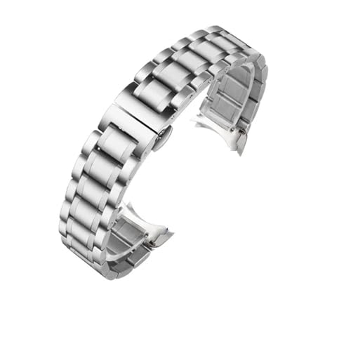 KanaAt LKQASD Edelstahl-Uhrenarmband mit gebogenem Ende, 16 mm, 17 mm, 18 mm, 19 mm, 20 mm, 21 mm, 22 mm, 23 mm, 24 mm, Stahlband (Color : Silver- curved, Size : 14mm) von KanaAt