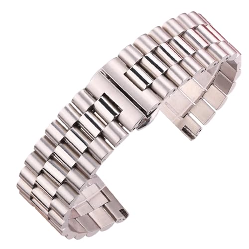 KanaAt LKQASD Massives Edelstahl-Uhrenarmband for Damen und Herren, silberfarben, mittelpoliert, 16 mm, 18 mm, 20 mm, 21 mm, 22 mm, Armband-Zubehör (Color : Silver, Size : 20mm) von KanaAt