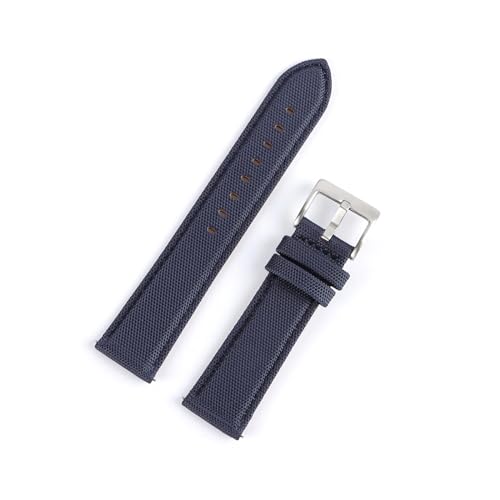 LKQASD Nylon-Leder-Uhrenarmband, 22 mm, 20 mm, kompatibel mit Watch GT2 Gürtel, Schnellverschluss-Armband, kompatibel mit Galaxy Watch 42/46 mm, kompatibel mit Seiko (Color : Blue-silver, Size : 22m von KanaAt