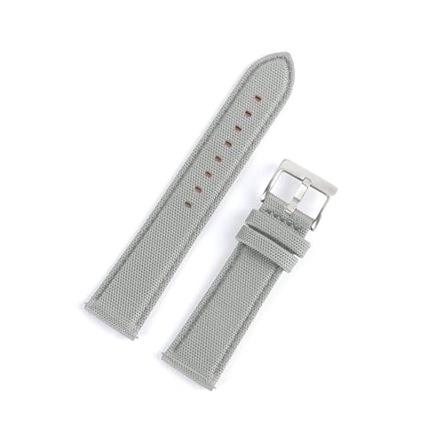 LKQASD Nylon-Leder-Uhrenarmband, 22 mm, 20 mm, kompatibel mit Watch GT2 Gürtel, Schnellverschluss-Armband, kompatibel mit Galaxy Watch 42/46 mm, kompatibel mit Seiko (Color : Gray-silver, Size : 22m von KanaAt