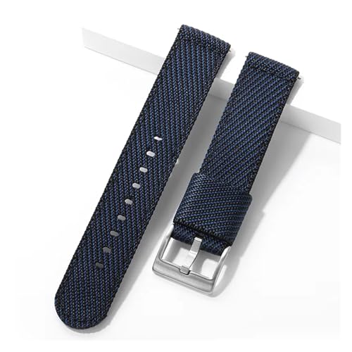 LKQASD Nylon Strap 20mm 22mm Business Edelstahl Schnalle Schnelle Release Nylon Canvas Männer Ersatz Armband Uhr Band Zubehör (Color : B2.Dark Blue, Size : 22mm) von KanaAt