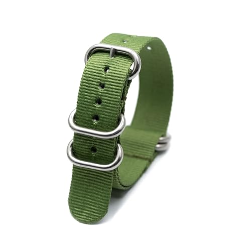 LKQASD Schwarzes Nylon-Uhrenarmband, kompatibel mit mechanischen Uhren, Sportarmband, Ersatzarmband, 18 mm, 20 mm, 22 mm, 24 mm, Armband-Tischzubehör ( Color : Silver Ring Buckle.2 , Size : 20mm ) von KanaAt