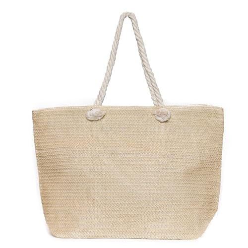 Kandharis Strandtasche Sommertasche XXL Damentasche Badetasche Unifarben Tasche ST-39 Beige von Kandharis